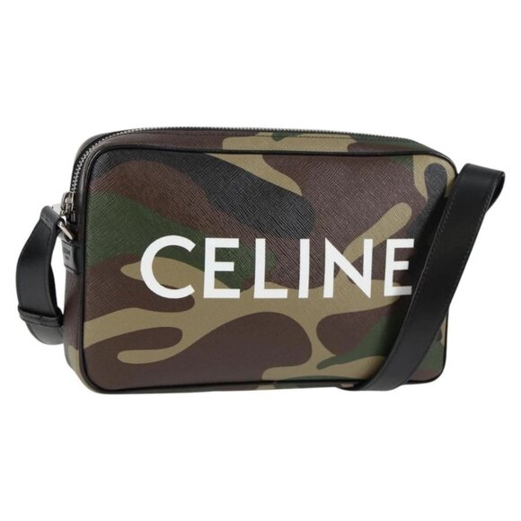 CELINE Shoulder Bag PVC Leather Brown Silver Auth nb464M - Picture 1 of 16